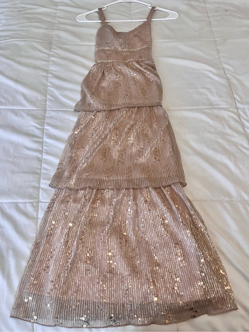 Speechless girls sleeveless tiered sequin maxi dress kids size 10 party formal